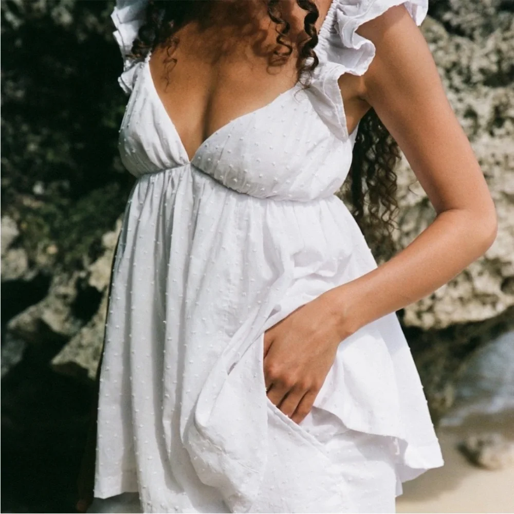 White Ruffled Pajama Set - Picture 2 of 4